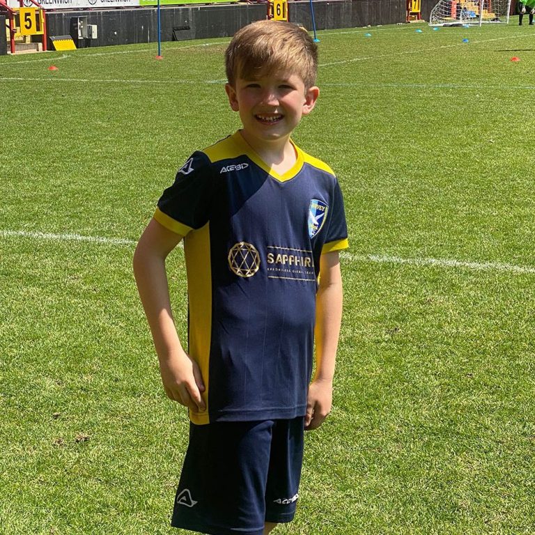 Canvey Island Youth FC Boy with Sapphire FX brand kit